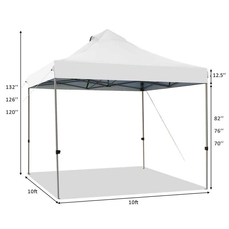 10 x 10 FT Pop Up Canopy Tent Portable Folding Event Party Tent Adjustable with Roller Bag