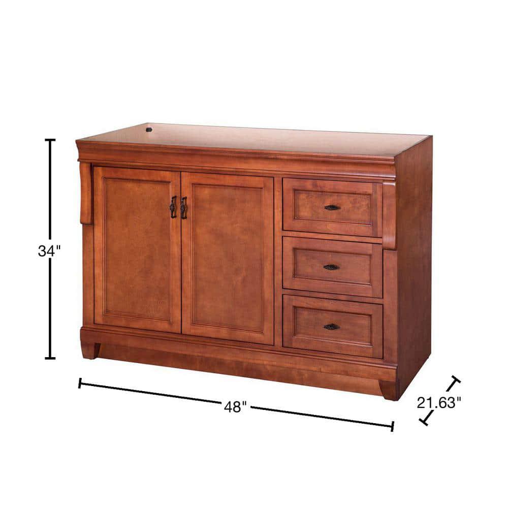 Home Decorators Collection Naples 48 in W Bath Vanity Cabinet Only in Warm Cinnamon with Right Hand Drawers