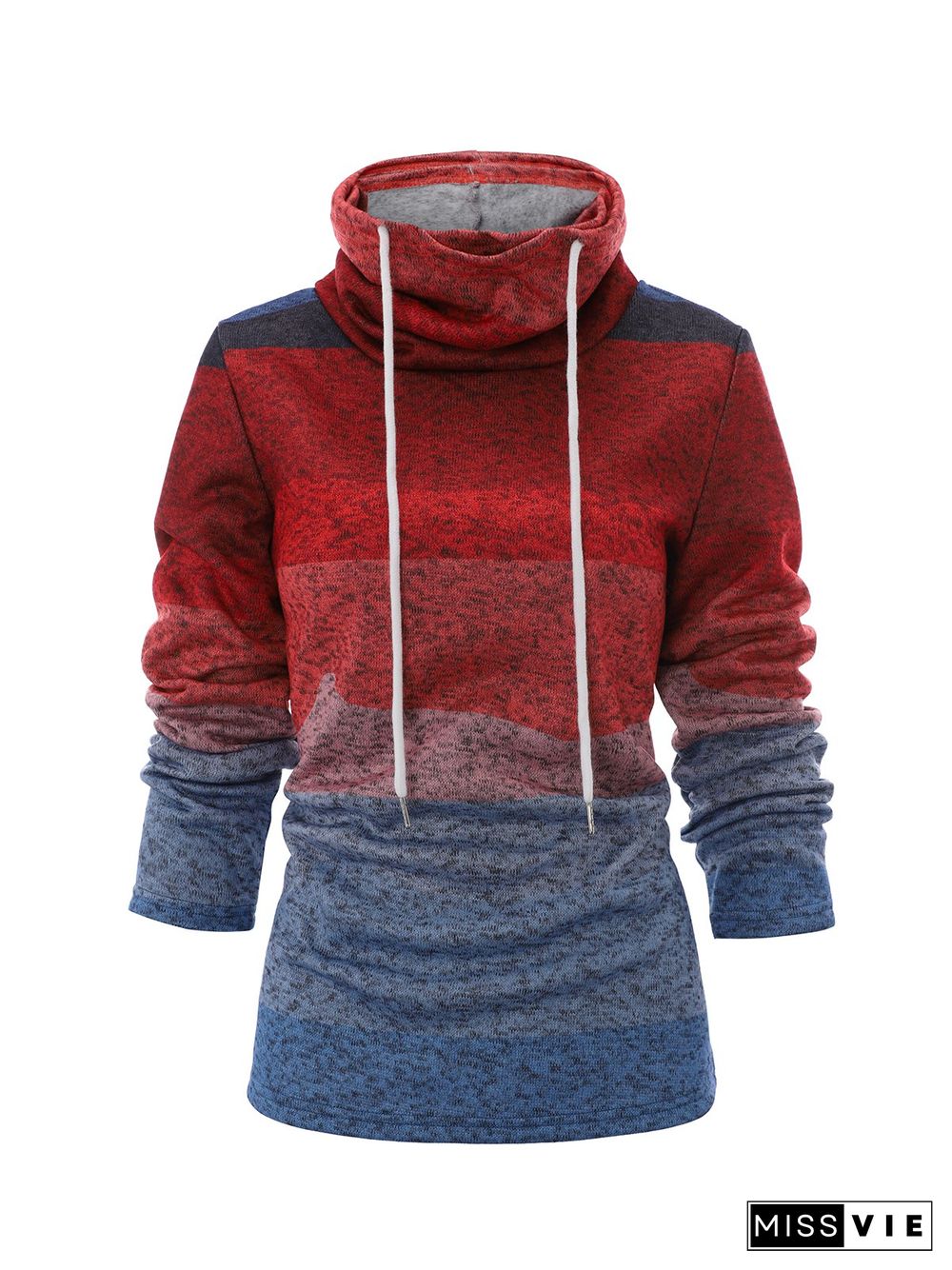 Multicolor Patchwork Color-Block Hoodie Long Sleeve Sweatshirts