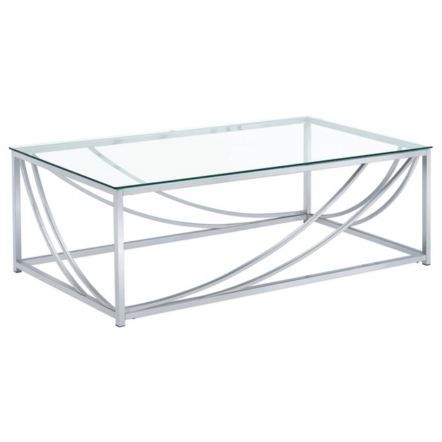 Lille Rectangular Coffee Table With Glass Top Chrome Coaster