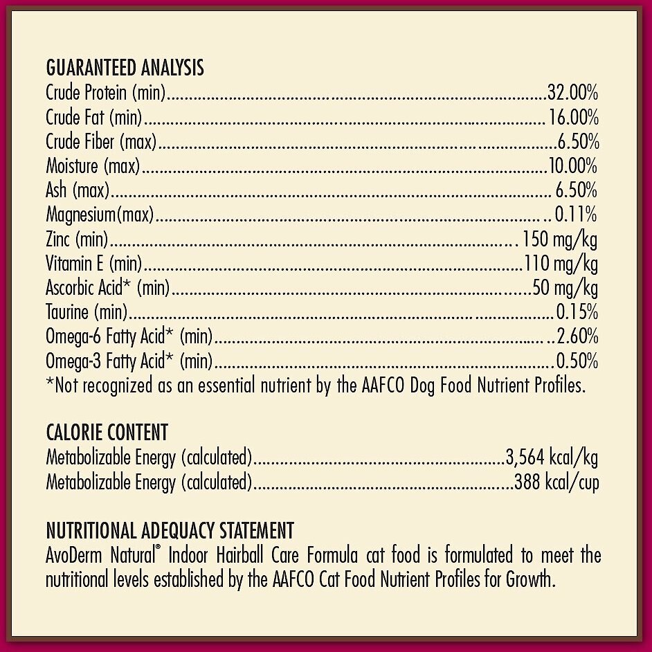 AvoDerm Natural Indoor Formula Adult Dry Cat Food