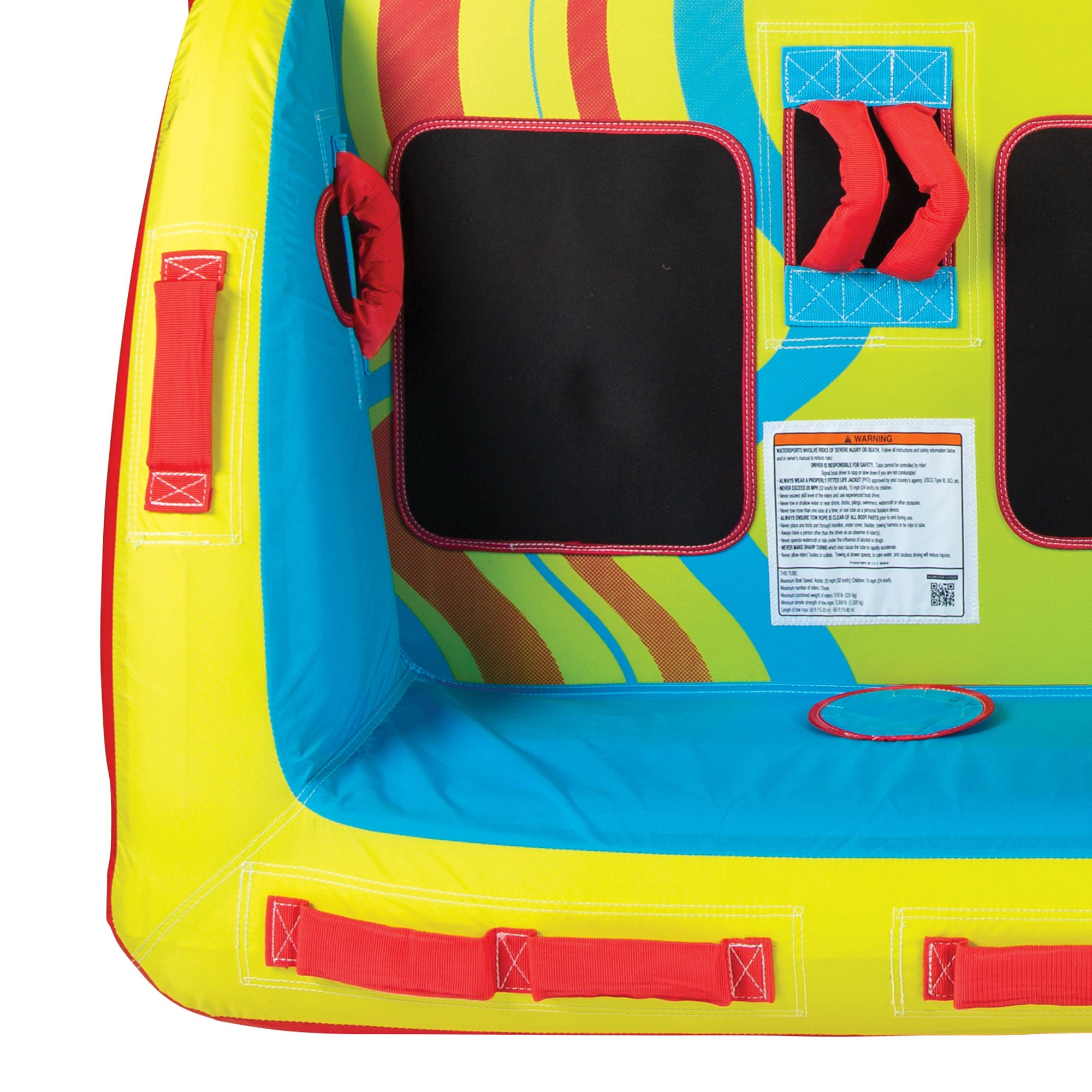 Connelly Fun 3 Person Inflatable 2 Way Towable Water Inner Tube， Multicolor