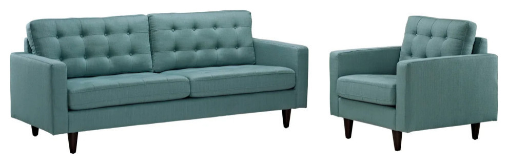 Melanie Laguna Armchair and Sofa 2 Piece Set   Midcentury   Living Room Furniture Sets   by Peachtree Fine Furniture  Houzz