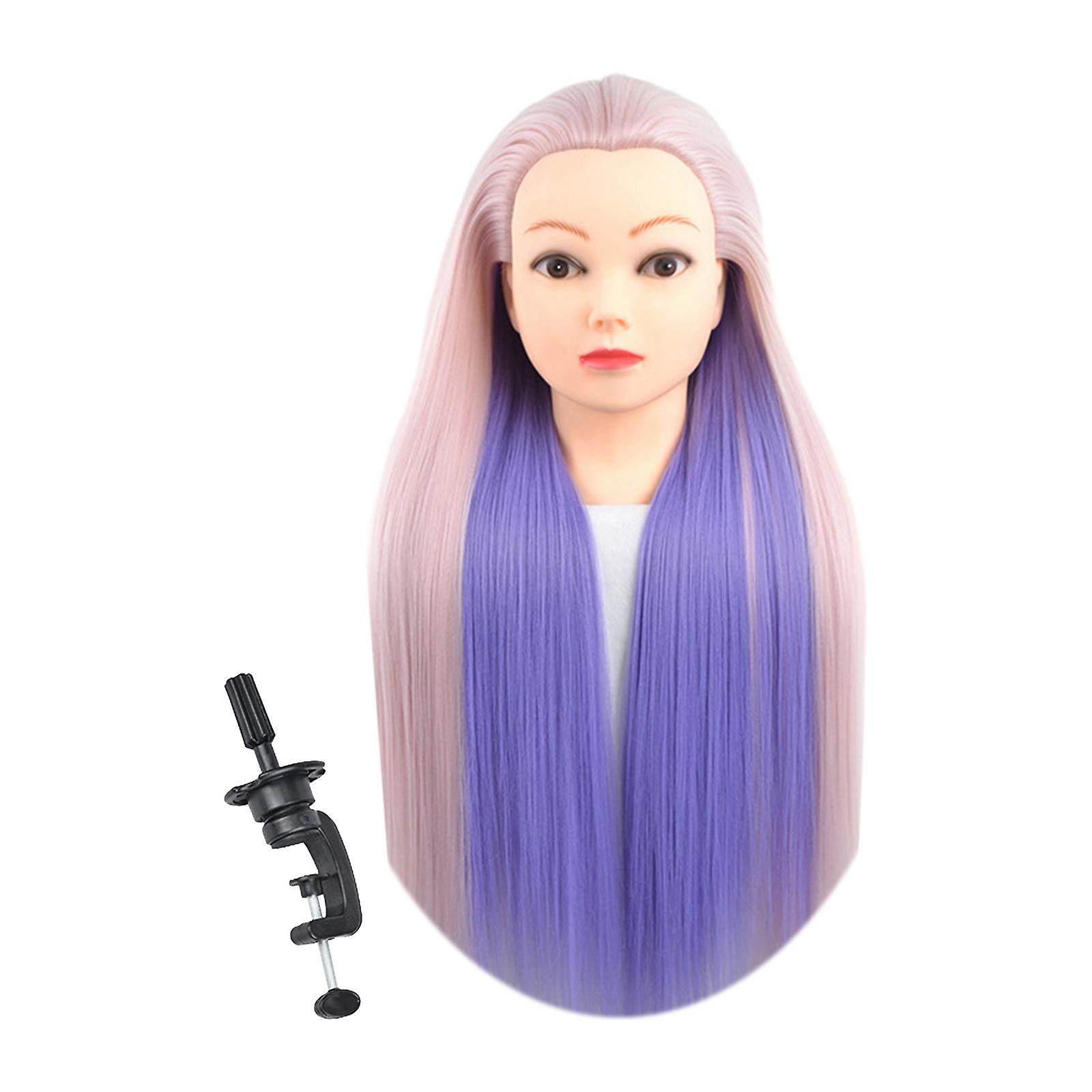 Manikin Cosmetology Doll Head Mannequin Head For Hair Curling Winding Makeup Violet Pink