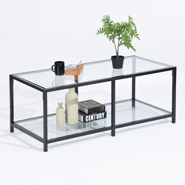 Black Glass Coffee Table Small Modern Square Simple Center Table