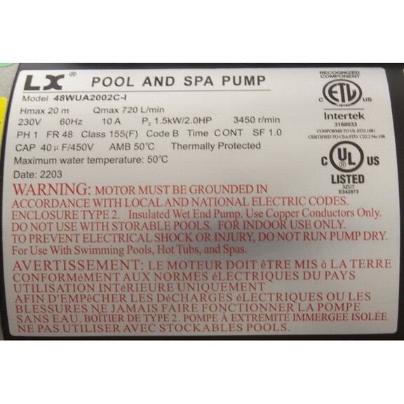 Lingxiao (LX) Pump 48WUA2002C I(NF) Pump  LX 48WUA...