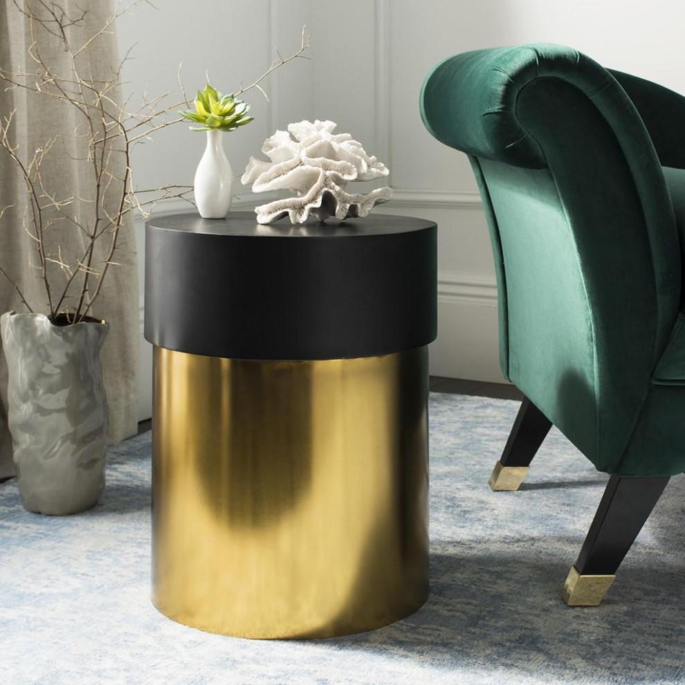 Nikki Round Side Table Black/Gold   Contemporary   Side Tables And End Tables   by AED Luxury Home Decor  Houzz