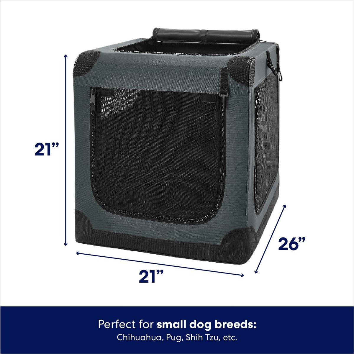 Frisco Indoor and Outdoor 3-Door Collapsible Soft-Sided Dog and Small Pet Crate