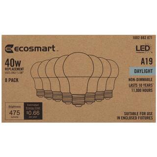 40-Watt Equivalent A19 Non-Dimmable LED Light Bulb Daylight (8-Pack) 1001022902