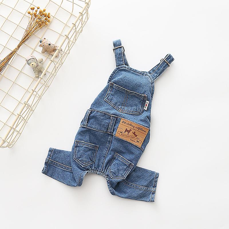 Dog Shirts Clothes Denim Overalls， Pet Jeans Onesies Apparel， Puppy Fashion Comfortable Blue Pants Clothing For Dogs Cats Boy Girl (blue， Medium)