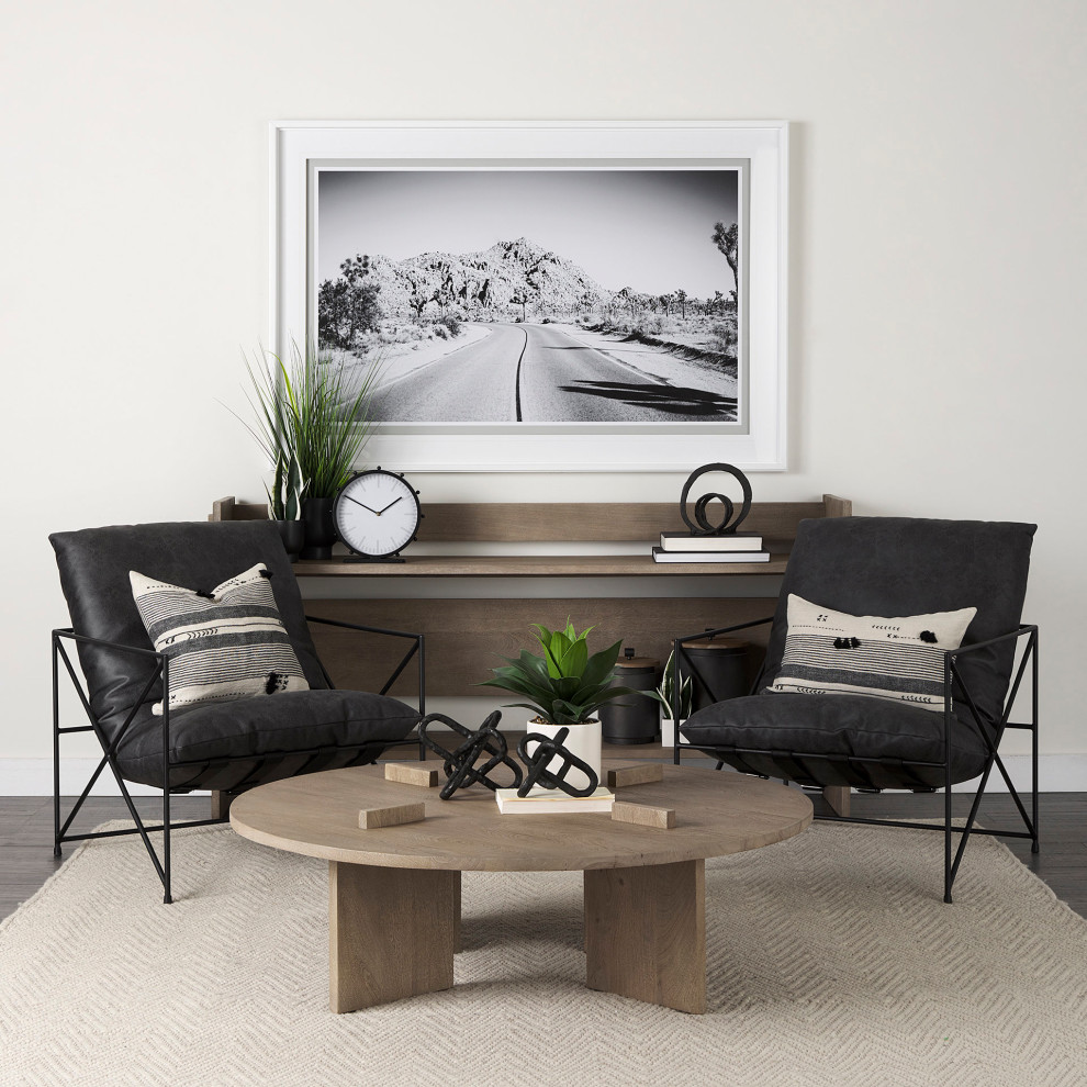 Aida 48.0 x 48.0 x 15.3 Grey Brown Wood Round Coffee Table   Transitional   Coffee Tables   by Mercana  Houzz