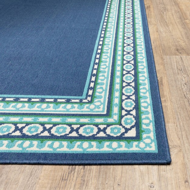 Marlowe Border Patio Rug Navy green