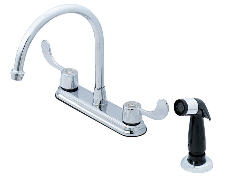 OakBrook Utility Coastal Two Handle Kitchen Faucet with Side Sprayer， Chrome