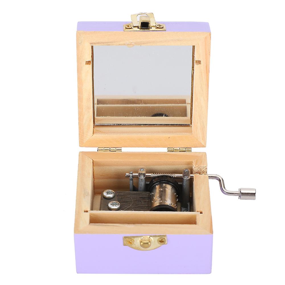 Handcranking Wooden Music Box Cherry Character Home Decoration Birthday Gifts Purple