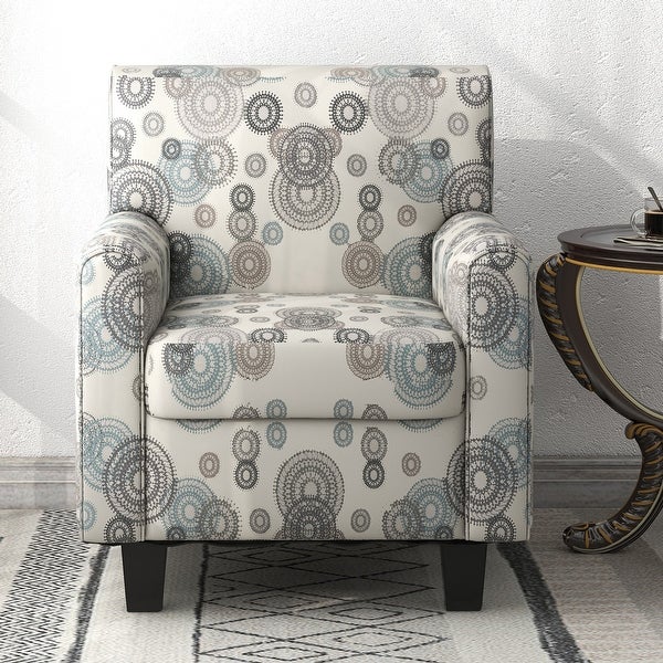 Linen Upholstered Accent Armchair with Tapered Solid Wood Legs and Square Arm