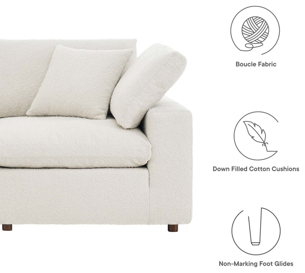 Commix Down Filled Overstuffed Boucle Fabric 3 Seater Sofa  Ivory   Transitional   Sofas   by First of a Kind USA Inc  Houzz