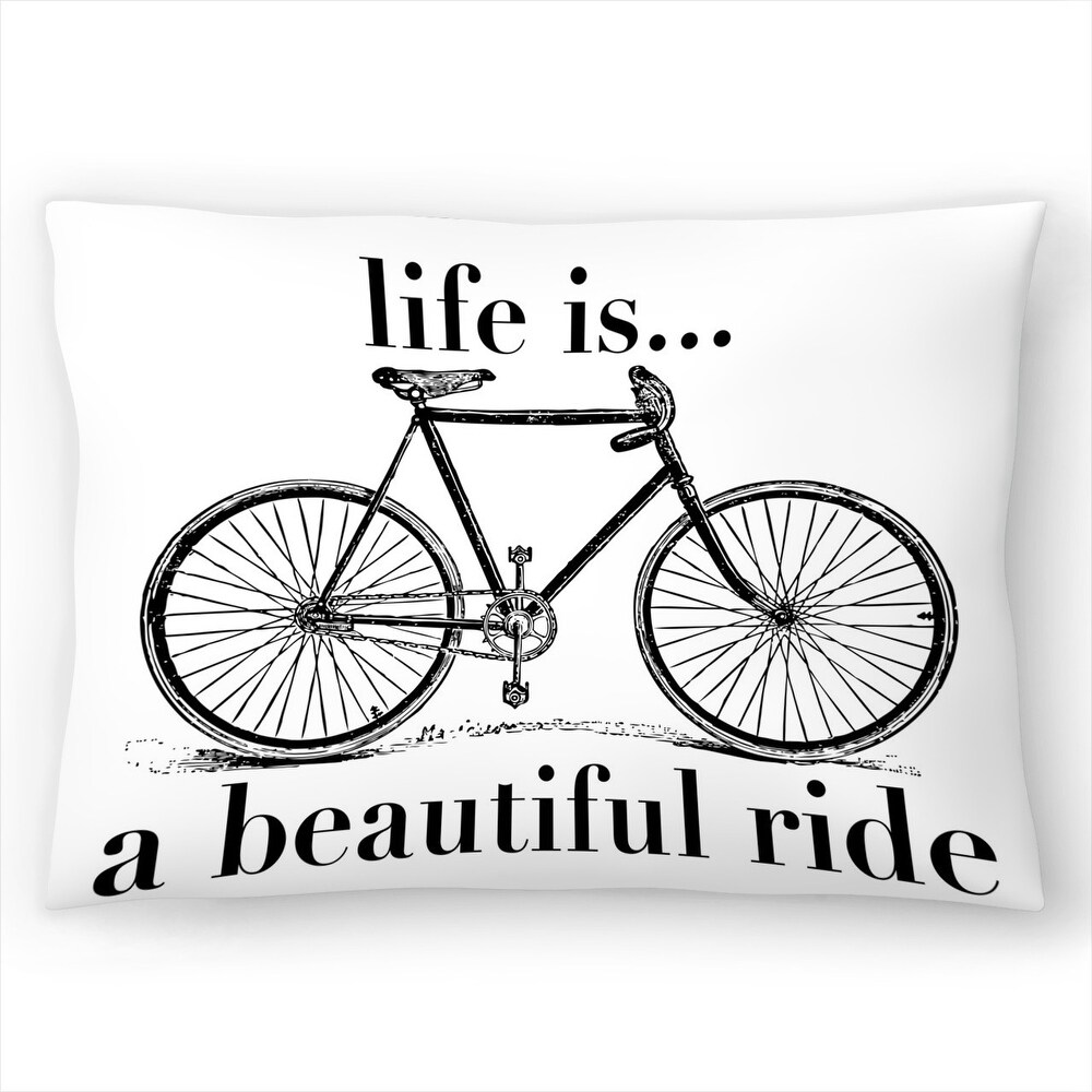 Bicycle Life Is Beautiful Ride Black   Decorative Throw Pillow