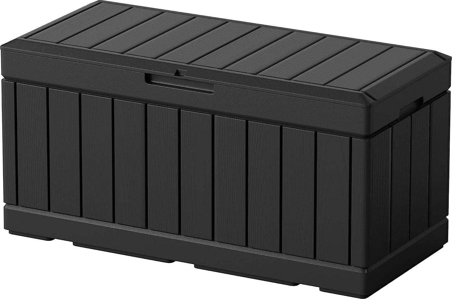 Greesum 82 Gallon Resin Deck Box Large Outdoor Storage for Patio Furniture, Garden Tools, Pool Supplies, Weatherproof and UV Resistant, Lockable, Black