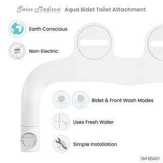 Swiss Madison Aqua Non-Electric Bidet Seat for Elongated Toilet in Glossy White SM-BSA01