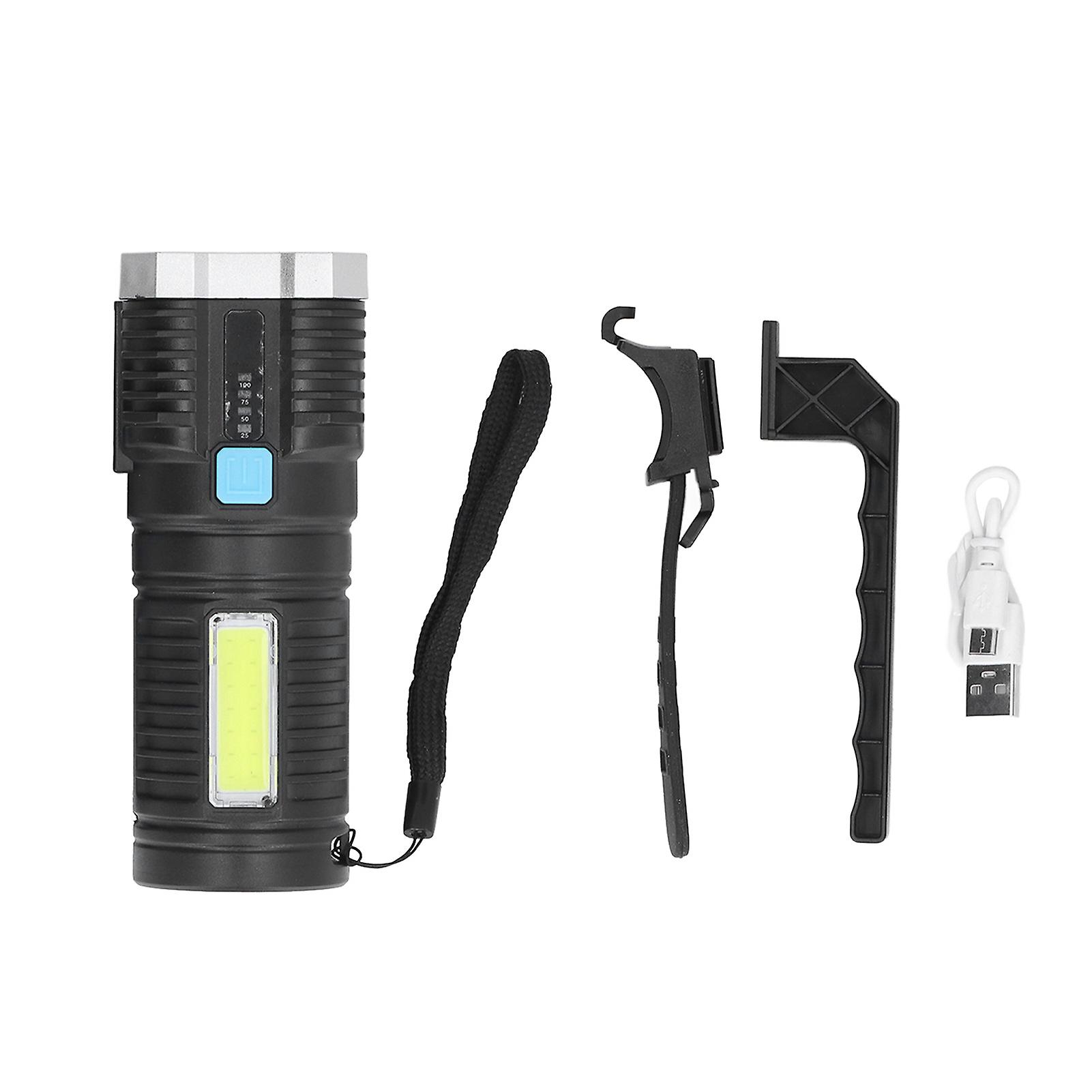 Rechargeable Flashlight Usb Charging Led Light Cob Sidelight 800mah Battery 4 Modes Widely Used Led Flashlight