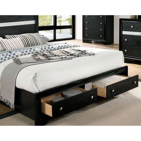 Furniture of America Manzini Black 2-piece Bed and Dresser Set - - 30374655