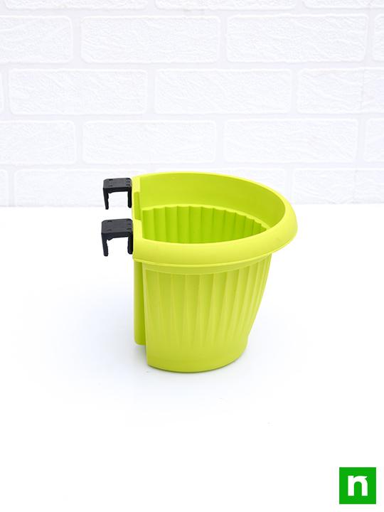 7.9 inch (20 cm) Bello Railing D Shape plastic Planter (Lime Yellow) (set of 6)