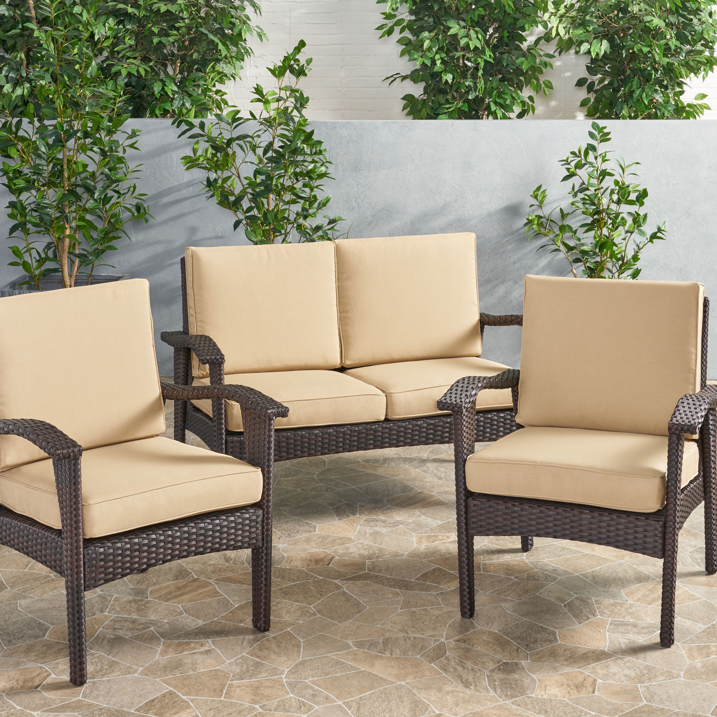 Atiyah Outdoor Water Resistant Fabric Loveseat and Club Chair Cushions