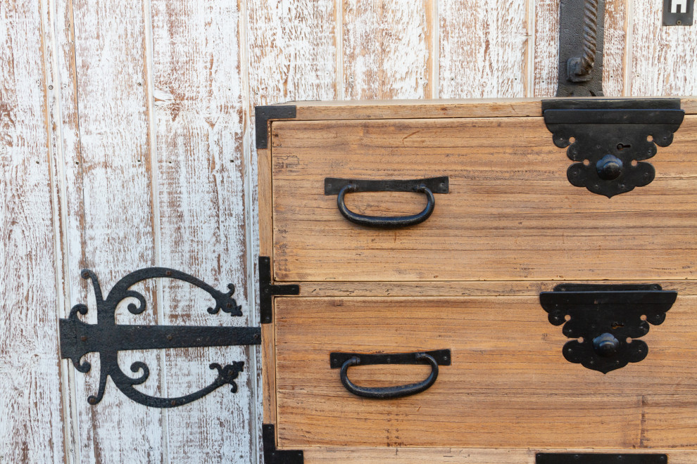 Antique Stripped Wood Japanese Tansu on Stand   Asian   Accent Chests And Cabinets   by De cor  Houzz