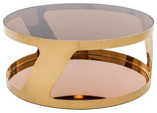 Sonya Modern Round Gold Coffee Table   Contemporary   Coffee Tables   by Rustic Home Furniture Deco  Houzz