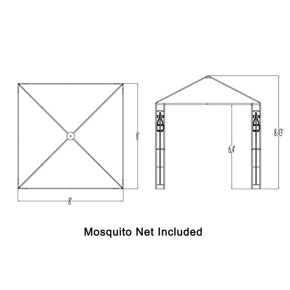 APEX GARDEN Rococo II 8 ft x 8 ft Gazebo with Mosquito Net