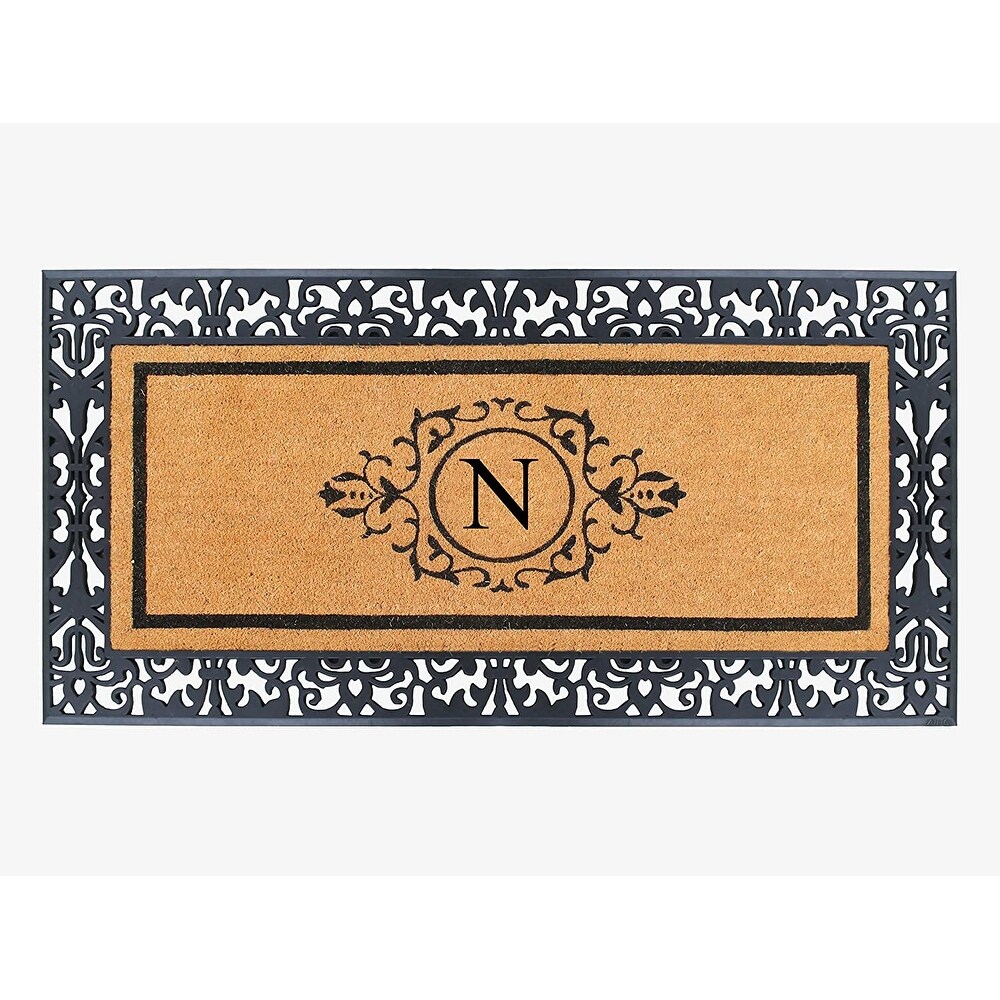 A1HC Natural Coir Monogrammed Door Mat for Front Door  Heavy Duty Welcome Doormat   30\