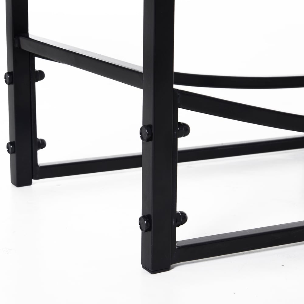 Outsunny Wrought Iron Metal Heavy Duty Firewood Rack Indoor   Outdoor with Fireplace Tool Set