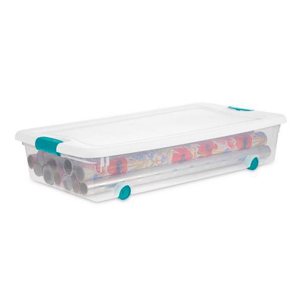 Sterilite 56 qt. Latching Stackable Wheeled Storage Container with Lid (4-Pack) 4 x 14988004