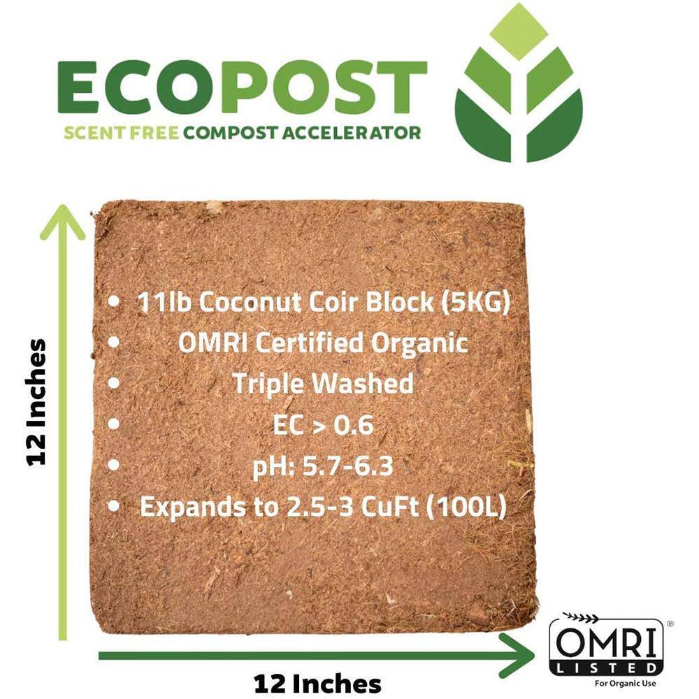 Viagrow 2.8 cu. ft. Sakti Agro EcoPost Compost Soil Scent Free Coconut Coir Expanding Block (100 l) SAKEP5KG