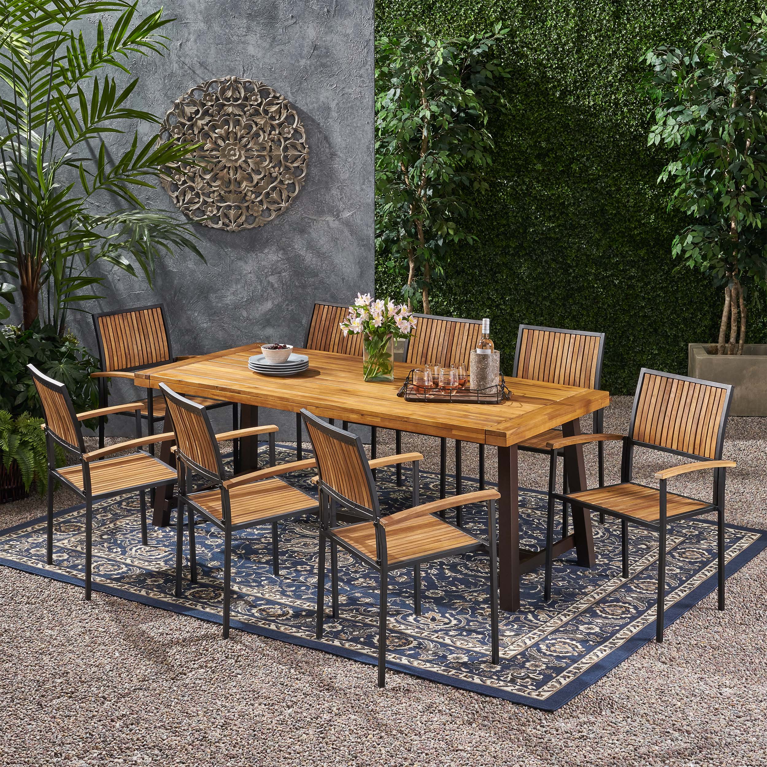 Cherry Outdoor Acacia Wood 8 Seater Dining Set