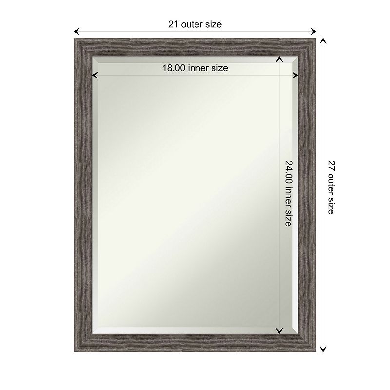 Pinstripe Lead Grey Beveled Wood Bathroom Wall Mirror