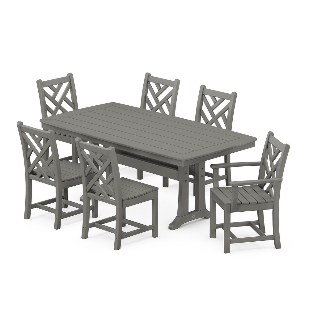 POLYWOOD Chippendale 7 Piece Nautical Trestle Dining Set