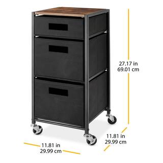 3-Drawer Rolling Storage Cart in Black 67649968SIOC