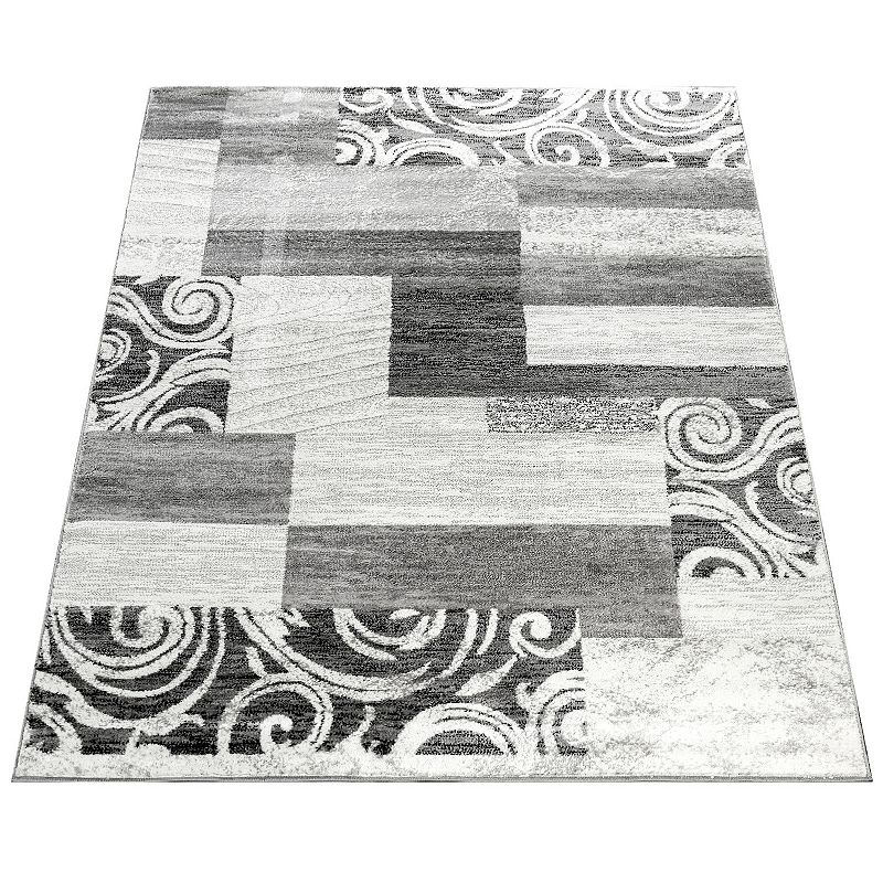 Classic Living Room Rug with Patchwork Design Modern Checkered Pattern