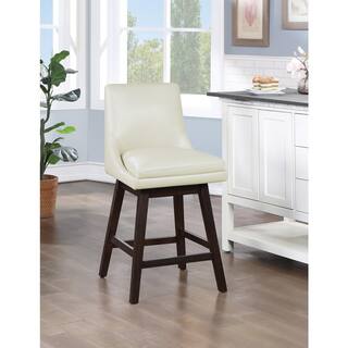 OSP Home Furnishings Allingham 39 in. Dark Walnut Wood Frame Swivel Counter Bar Stool with Cream Faux Leather Seat ALH26DW-PD28