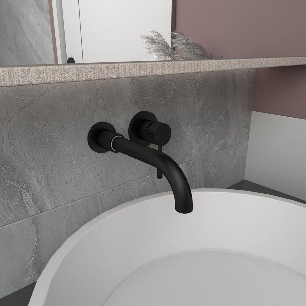 Aosspy Single Handle Wall Mounted Faucet in Matte Black AS-0909