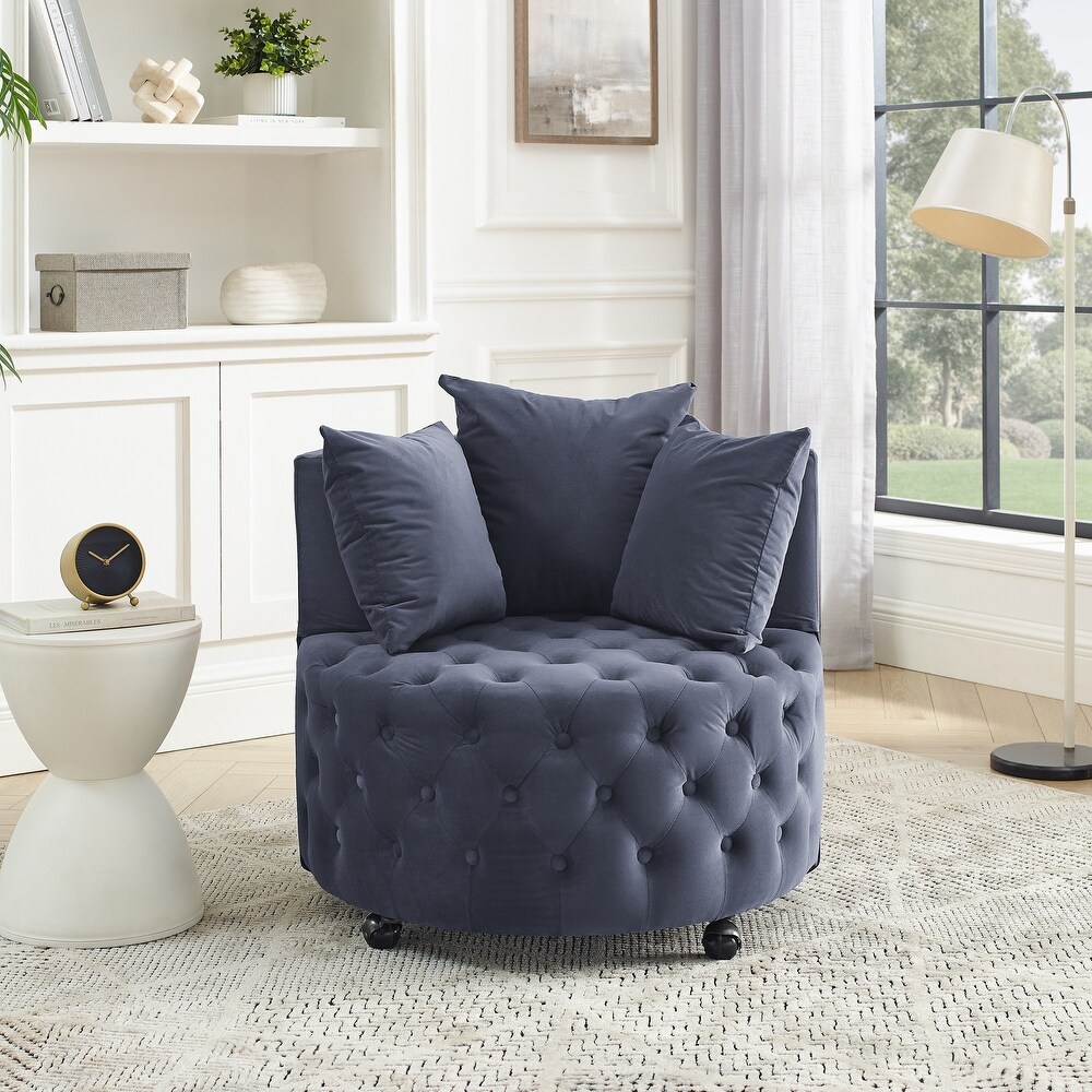 Velvet Upholstered Swivel Chair