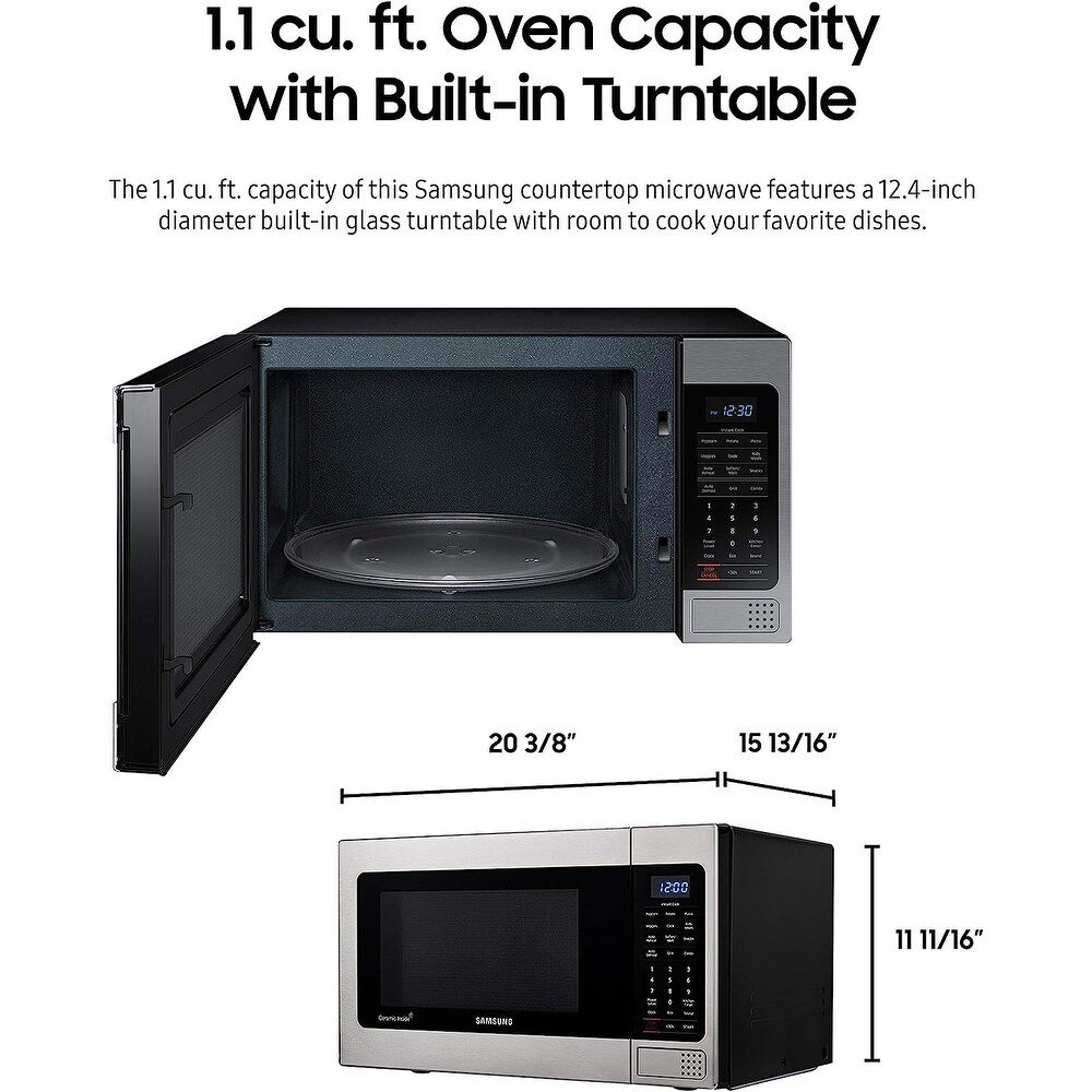 1.1 Cu Ft Countertop Microwave Oven w/ Grilling Element  Ceramic Enamel Interior  Auto Cook Options  1000 Watt