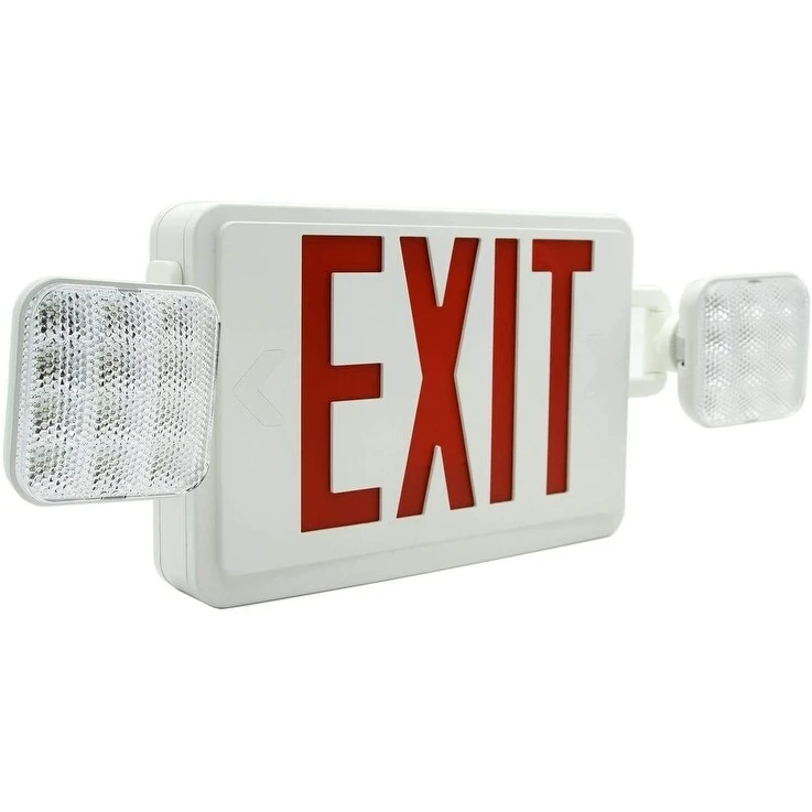 LED Emergency EXIT Sign with Back -up Battery, Two LED Flood Lights (Red) - 12.01*7.95*4.37