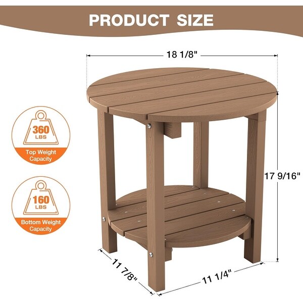 WINSOON All Weather HIPS Outdoor Side Table，Round Table