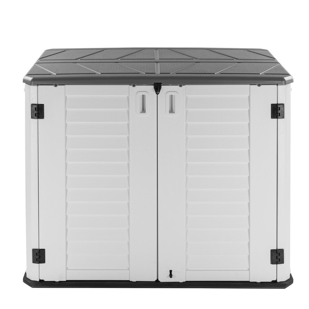 Ktaxon Storage Deck Box Courtyard Storage Box HDPE Plastic White 250 Gallon