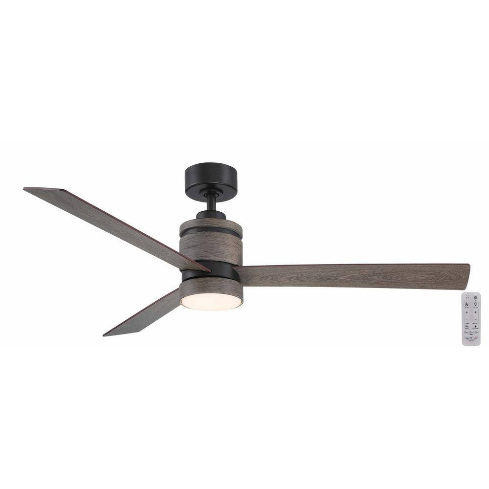 Hampton Bay Pavilion 56 in. Integrated CCT LED Indoor Matte Black Ceiling Fan with Light and Remote Control Included AK438-MBK