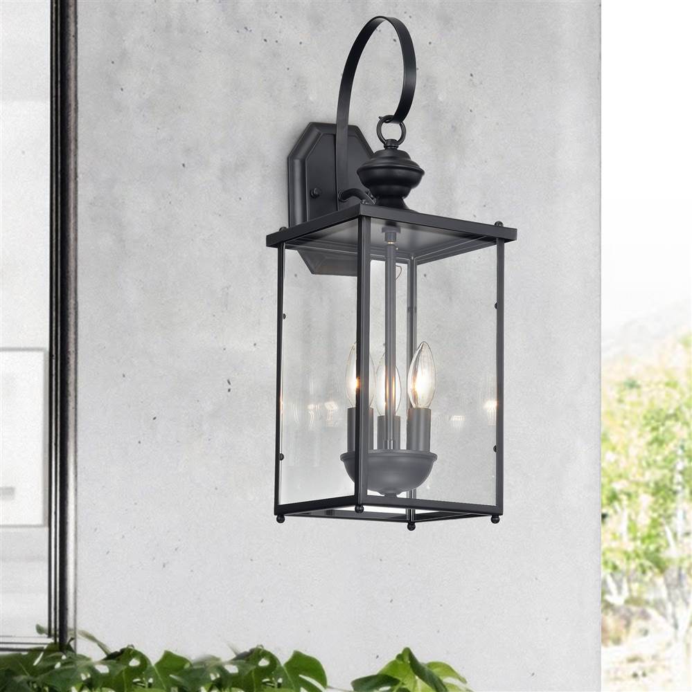 Malu 3-Light Matte Black Outdoor Entrance Wall Sconce