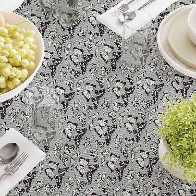 Square Tablecloth， 100% Polyester， 70x70， Butterflies Tile Design