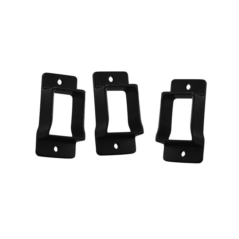 Veranda 34 in. x 2 in. 2 in. Heavy-Duty Black Aluminum Wall Mount Fence Bracket Kit (3-Pack) 73013015